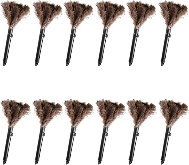 FeelfunFeather Retractable Feather Duster-Genuine Ostrich Feathers,Anti-Static,Reusable Eco-Friendly Handheld Cleaning for Keyboard,Home,Car,Office(10 to 15 Inches) 12Pack - Image 1